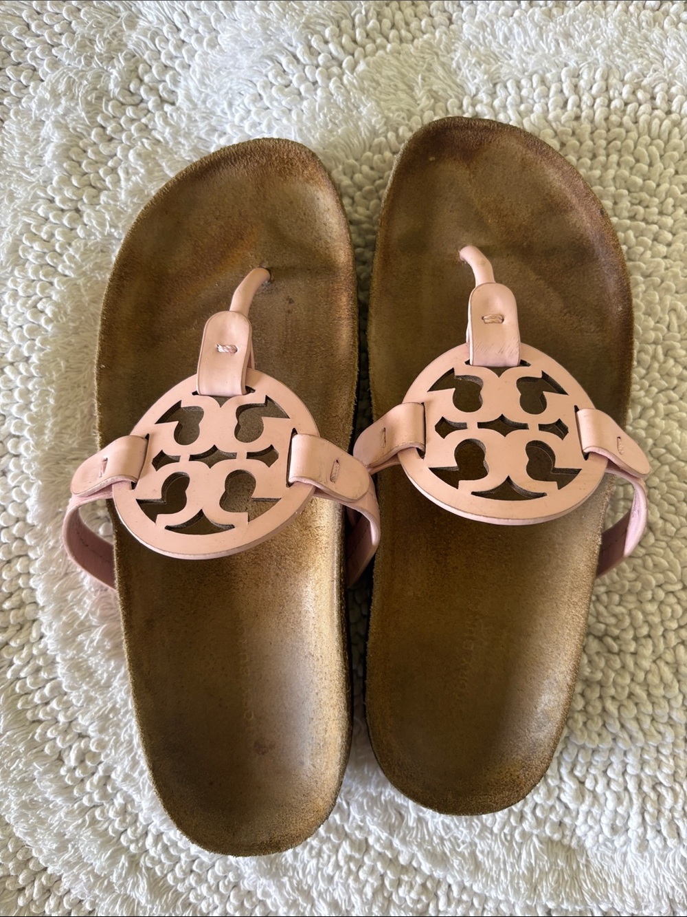 Tory Burch Pink Logo Thong Sandals